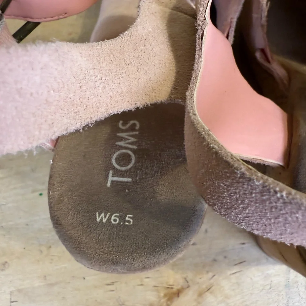 TOMS Tropaz Pink Suede Cork Wedge Sandals Women’s 6.5